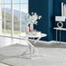 Novara White High Gloss Round Dining Table & 4 Grey Corona Silver Chairs