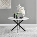 Novara White Gloss Black Leg 120cm Round Dining Table & 4 Grey Corona Black Leg Chairs