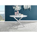 Novara White High Gloss 120cm Round Dining Table & 6 Grey Pesaro Silver Chairs