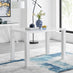 Pivero White High Gloss Dining Table & 4 Grey Calla Silver Leg Velvet Chairs