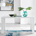 Pivero 6 White Dining Table and 6 Cappuccino Gold Leg Milan Chairs