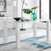 Pivero 6 White Dining Table and 6 Navy Pesaro Silver Leg Chairs