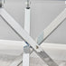 Selina Chrome Round Square Leg Glass Dining Table And 4 White Milan Chairs Set