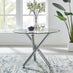 Selina Chrome Round Glass Dining Table and 4 Black Milan Dining Chairs