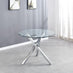 Selina Chrome Round Square Leg Glass Dining Table And 4 Cappuccino Beige Corona Silver Chairs Set