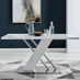 Sorrento Rectangular White High Gloss and Silver Metal 6 Seater Dining Table