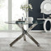 Vogue Round Glass and Silver Metal Large 6 Seater Dining Table