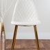 Novara Gold Metal Large Round Dining Table And 4 White Corona Gold Chairs Set